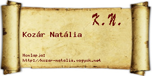Kozár Natália névjegykártya